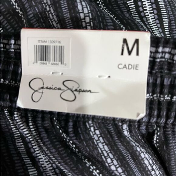 JESSICA SIMPSON GEO PRINT STRIPED ANKLE CROP SOFT ELASTIC WAIST PANTS MEDIUM NWT - Picture 3 of 5